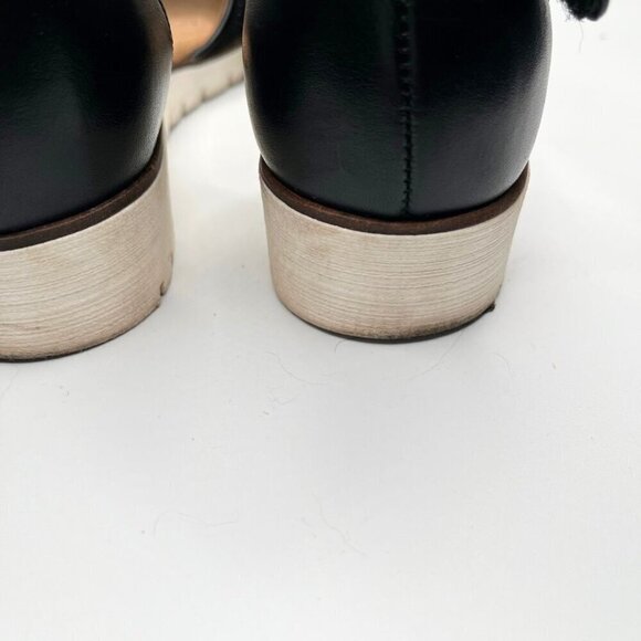 GABOR BLACK LEATHER HOOK & LOOP ANKLE STRAP GLITTER WEDGE SANDALS - 6.5 (4UK) - Picture 8 of 11